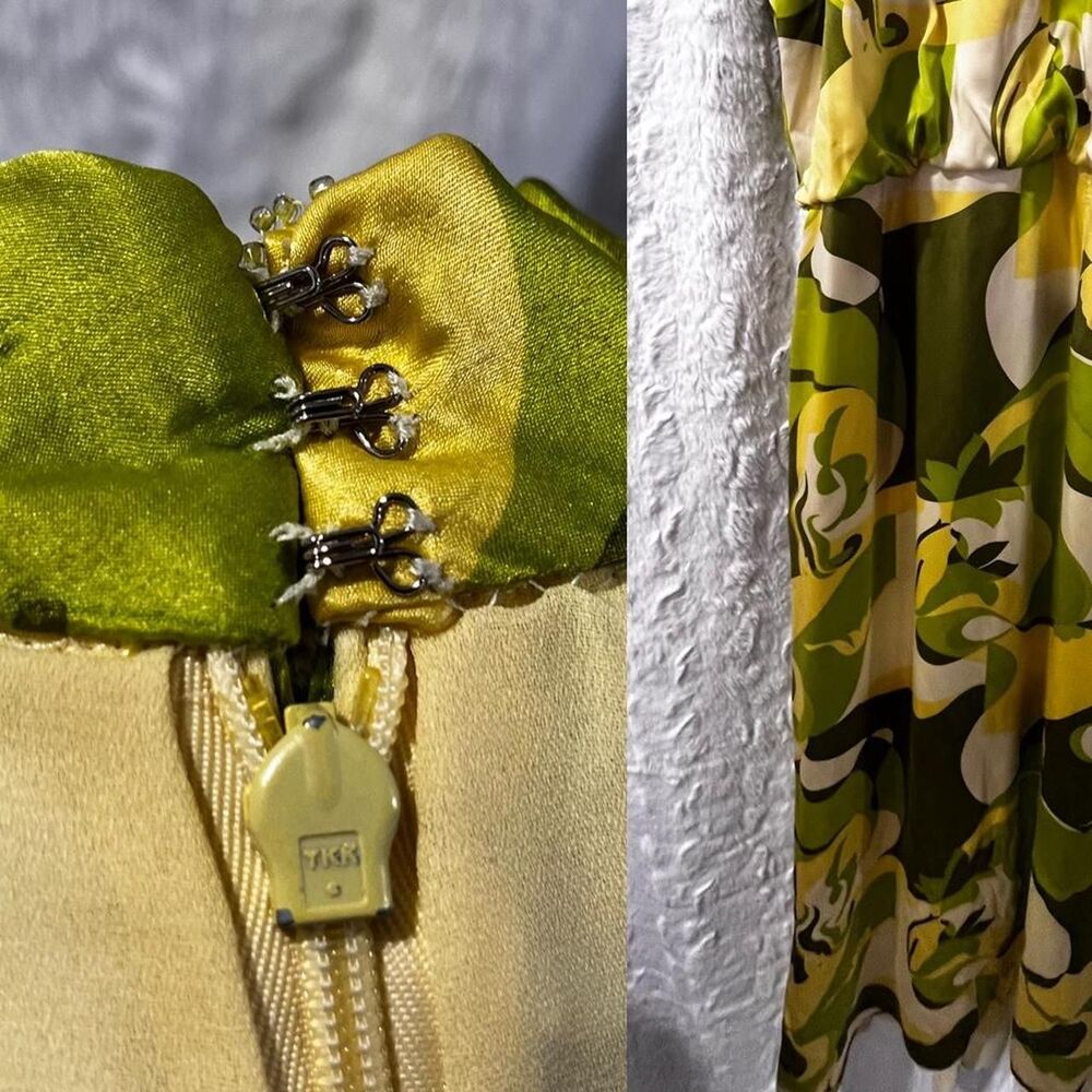 GREEN AND YELLOW SHADE FLORAL Long Maxi dress (M/L) (10/12) - Picture 7 of 8